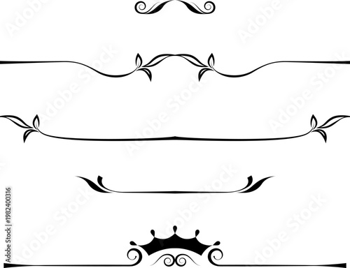 black and white set of delimiters for text, dividers