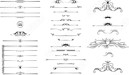black and white set of delimiters for text, dividers