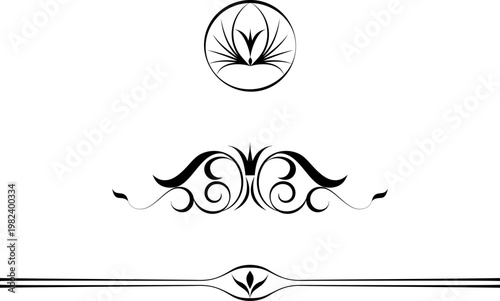 black and white set of delimiters for text, dividers