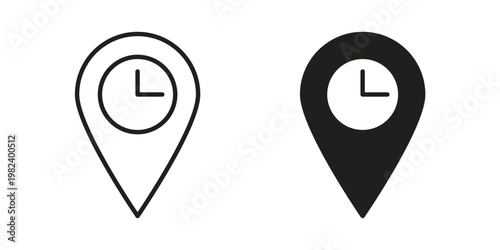 Real time location icon set. line art vector icon for apps and websites