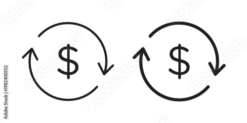 Refund icon set. line art vector icon for apps and websites