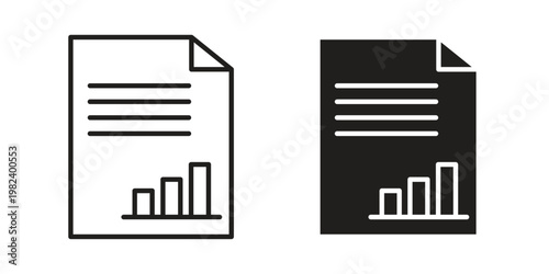 Report document icon set. line art vector icon for apps and websites