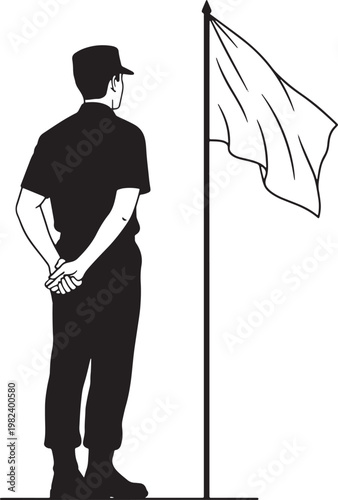 Solemn memorial day remembrance silhouette of a soldier honoring fallen heroes