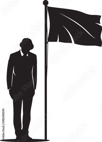 Solemn memorial day remembrance silhouette of a soldier honoring fallen heroes