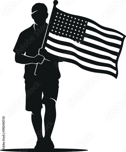 Honoring heroes a memorial day silhouette of a soldier with american flag
