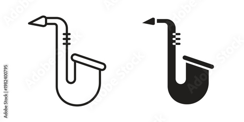 Saxophone icon set. line art vector icon for apps and websites