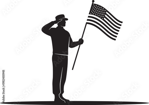 Honoring heroes a silhouette of a soldier saluting on memorial day