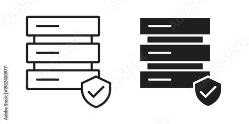 Server protection icon set. line art vector icon for apps and websites