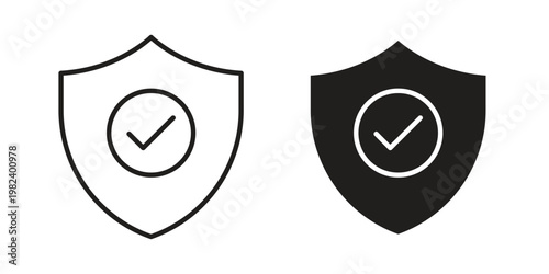 Shield check mark icon set. line art vector icon for apps and websites