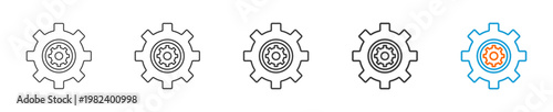 Gear icon set multiple style collection	
