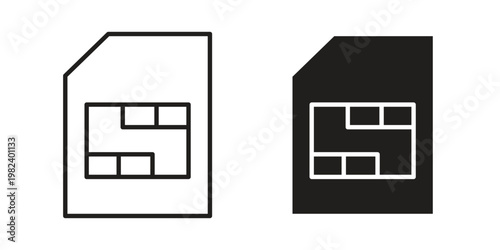 Sim card icon set. line art vector icon for apps and websites