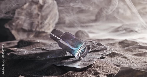 Intense blue perfume in environment rocks and volcanic sand.