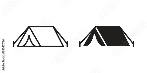 Tent icon set. line art vector icon for apps and websites