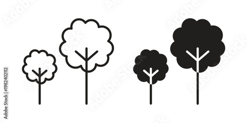 Trees icon set. line art vector icon for apps and websites