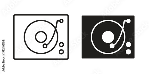Turntable icon set. line art vector icon for apps and websites