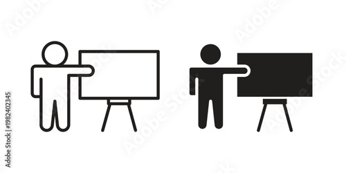 User chalkboard icon set. line art vector icon for apps and websites
