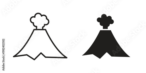 Volcano icon set. line art vector icon for apps and websites