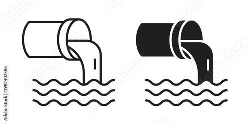Wastewater icon set. line art vector icon for apps and websites