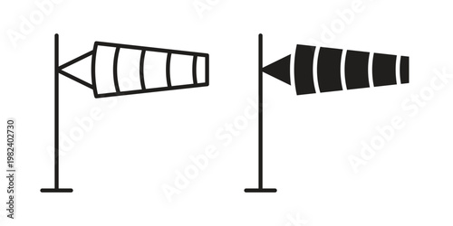 Windsock icon set. line art vector icon for apps and websites