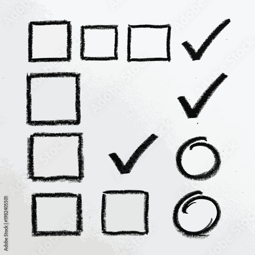 Hand drawn checklist with checkmarks and circles representing task completion and organization