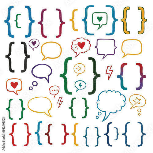 Colorful Speech Bubbles and Thought Clouds for Communication and Messaging Concepts