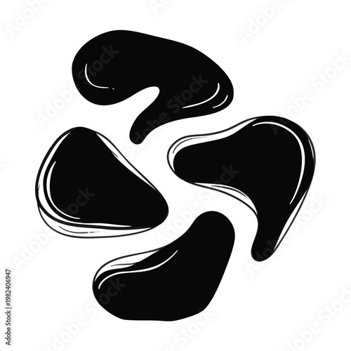 Abstract Black and White Organic Shapes with Artistic Flow for Creative Design Projects