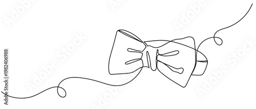 continuous line style Bow tie Minimalist vector illustration isolated on white background Editable stroke.