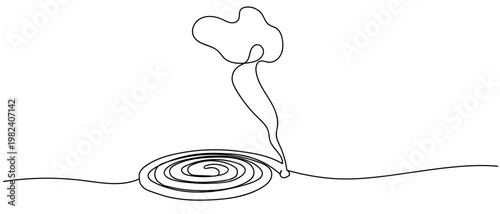 continuous line style Circular coiled mosquito repellent Minimalist vector illustration isolated on white background Editable stroke.