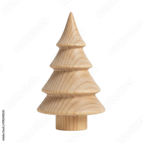 A stylish wooden miniature christmas tree decoration with three distinct tiers