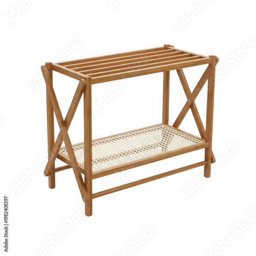 Rustic wooden drying rack with slatted shelves for air-drying dishes or kitchen items