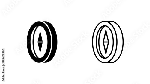 Compass ring icon. outline glyph flat filled line style