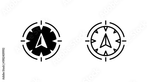 Target compass icon. outline glyph flat filled line style