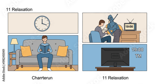 Man relaxing at home with phone and watching television in the evening.