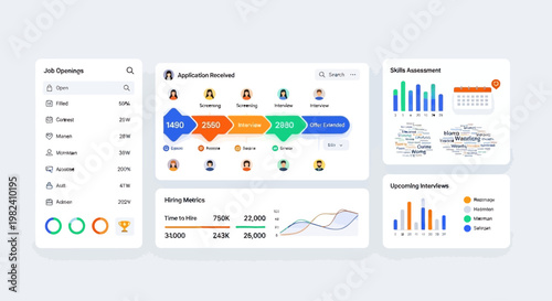 User interface design showcasing data analytics dashboard and mobile app statistics.