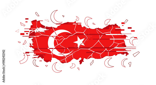 Turkish flag and map illustration design.