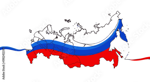 Russia map with flag colors.
