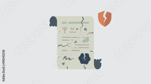 This flat design illustration starkly visualizes the threats and potential loss facing cultural heritage, urging awareness and action for its preservation.