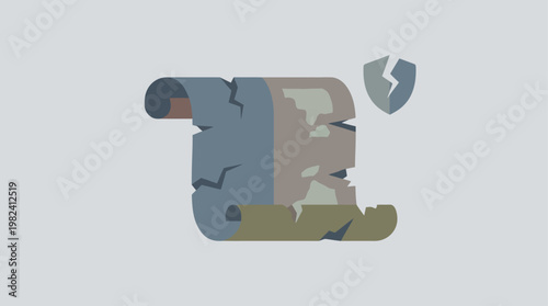 This flat design illustration starkly visualizes the threats and potential loss facing cultural heritage, urging awareness and action for its preservation.