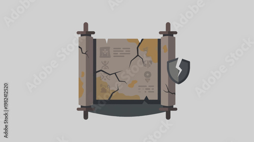 This flat design illustration starkly visualizes the threats and potential loss facing cultural heritage, urging awareness and action for its preservation.