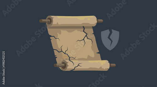 This flat design illustration starkly visualizes the threats and potential loss facing cultural heritage, urging awareness and action for its preservation.