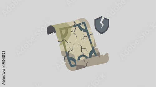 This flat design illustration starkly visualizes the threats and potential loss facing cultural heritage, urging awareness and action for its preservation.