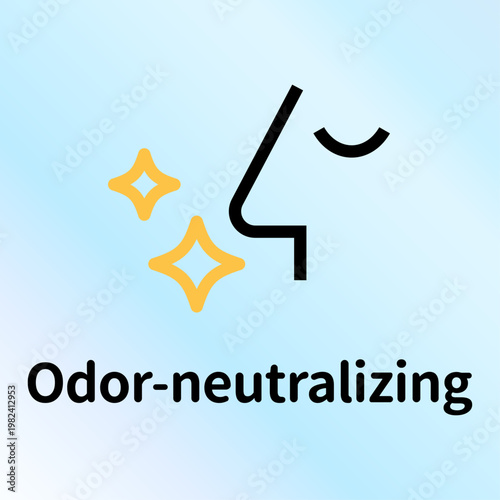 消臭機能の機能性アイコン。衣類や靴のニオイを防ぐピクトグラム。 Odor-neutralizing functional icon. Pictogram for preventing odors in clothing and shoes.