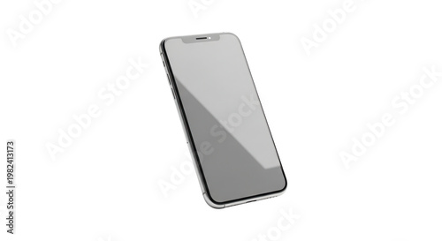 Modern frameless smartphone mockup with a metallic silver finish presented in professional studio lighting isolated on a clean solid white.