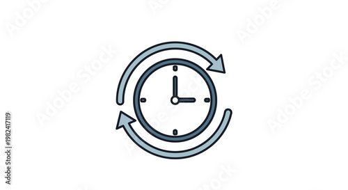 Clock with circular arrows rotating.