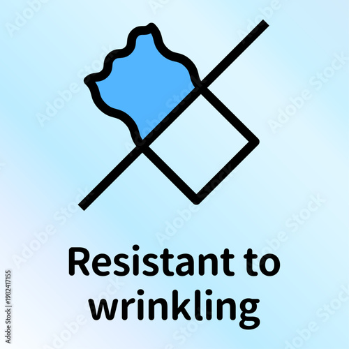 防シワ・形状安定の機能性アイコン。アイロン不要でシワになりにくい衣類や布のピクトグラム。 Resistant-to-wrinkling functional icon. Pictogram for wrinkle-resistant and iron-free clothing or fabrics.