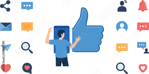 Man with big blue thumb.