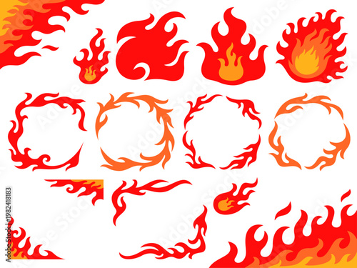 炎のフレームとアイコンセット