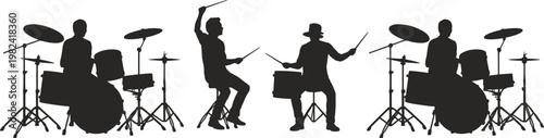 Drummer Silhouettes Performing illustration vector