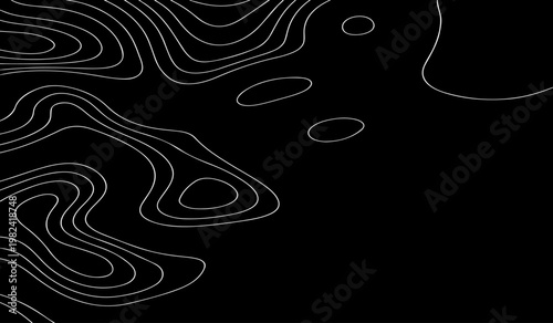 topographic contour map, abstract terrain lines, monochrome vector design, Ideal for backgrounds, posters, wallpapers.