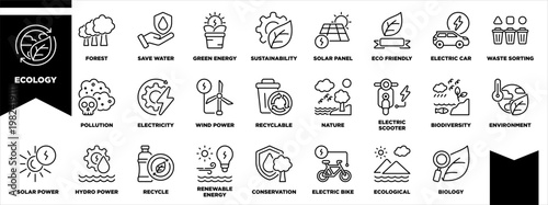 Ecology Icon Sheet Line Black